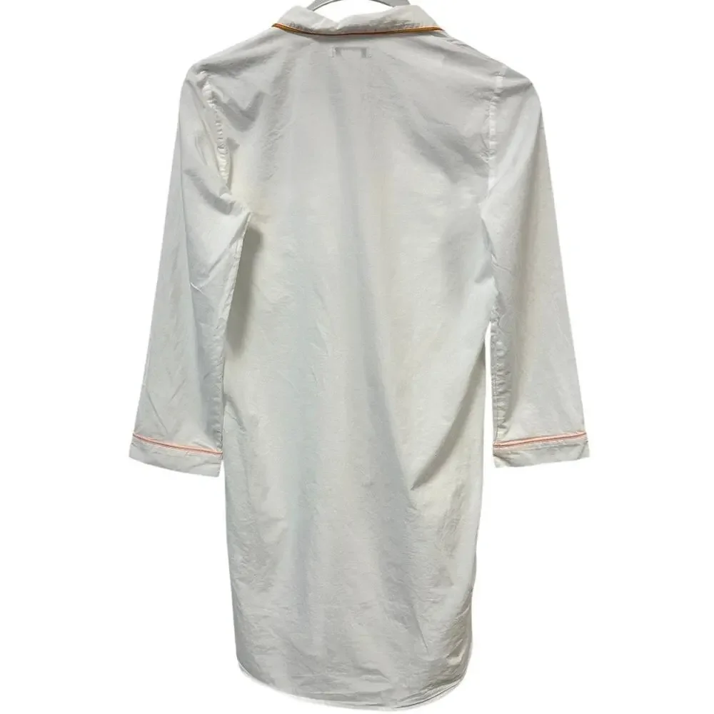 Madewell White Button Down Poplin Bedtime Nightshirt Preppy Coastal Grandma Airy